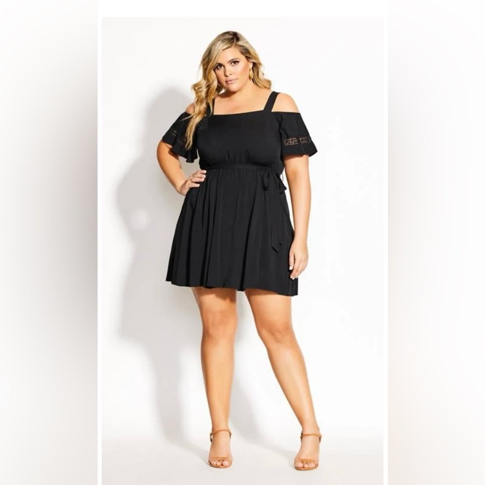 Elegant Black city chic Off-Shoulder trim Dress